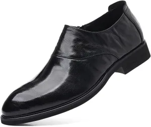 Men's Classic Slip On Dress Shoes Genuine Leather Oxford Shoes Non-Slip Waterproof Business Formal Derby Shoes(8.5)