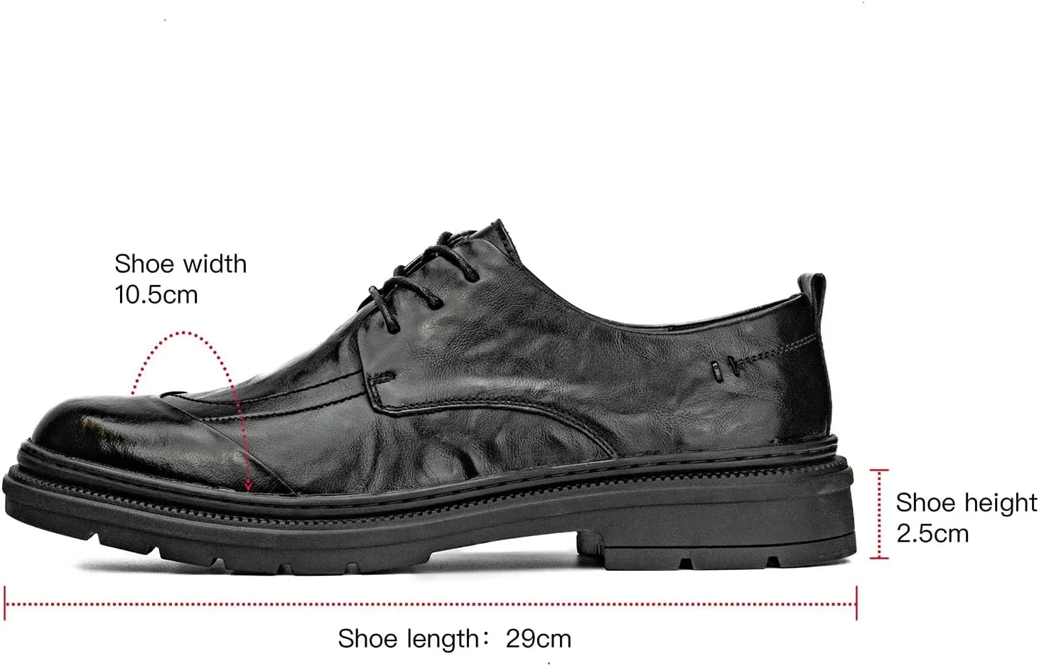Men's Derby Dress Shoes – Wide Fit Black PU Leather Business Shoes with Non-Slip Rubber Sole – Comfortable Formal Footwear for All-Day Wear