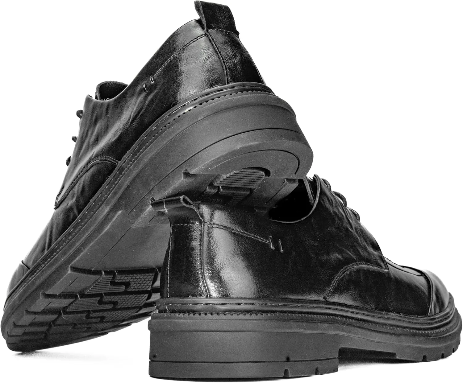 Men's Derby Dress Shoes – Wide Fit Black PU Leather Business Shoes with Non-Slip Rubber Sole – Comfortable Formal Footwear for All-Day Wear