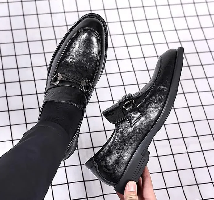 Mens Derby Shoes Casual Classic Low Top Leather Dress Shoes Vintage High Gloss Dress Shoes Lightweight(9)