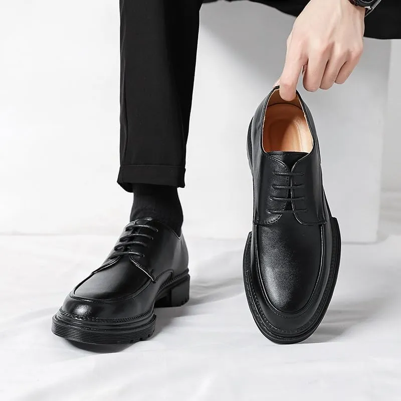 Men's Dress Shoes Lace Up Wedding Pointed Toe Casual Derby Shoes Mens Classic Formal Oxford