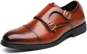 Men's Dress Shoes Mens Double Buckle Fashion Luxury Derby Shoes Slip-On Formal Business Brogue Oxfords Shoes for Men(6.5)