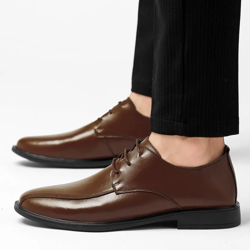 Men's Fashion Classic Pointed Toe Derby Shoes Retro Comfortable Business Non-Slip Softsole Walking Lace Up Oxford Shoes for Men