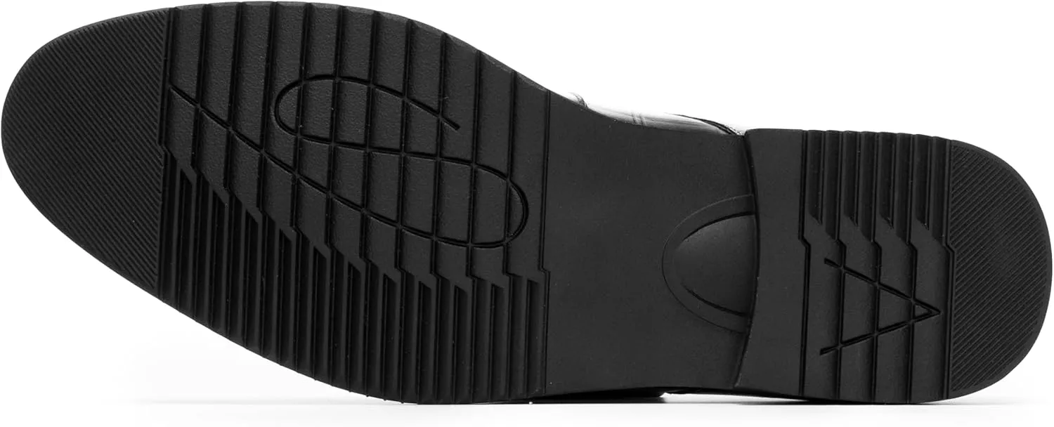 Men's Genuine Leather Dress Shoes – Classic Black Derby Shoes for Men with All-Day Comfort, Non-Slip Rubber Sole & Crocodile Texture – Formal Business Office Oxford Shoes