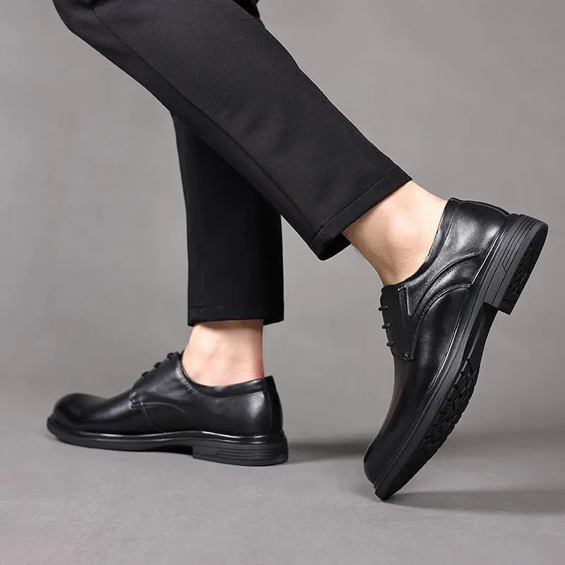 Men's Genuine Leather Dress Shoes Classic Lace Up Pointed Toe Oxfords Shoes Fashion Comfort Business Derby Shoes for Men