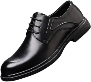 Men's Genuine Leather Dress Shoes Classic Lace Up Pointed Toe Oxfords Shoes Fashion Comfort Business Derby Shoes for Men