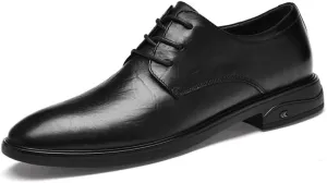 Men's Genuine Leather Oxford Shoes Men Low Top Business Formal Dress Shoes Non-Slip Waterproof Derby Shoes for Men(Black,8)