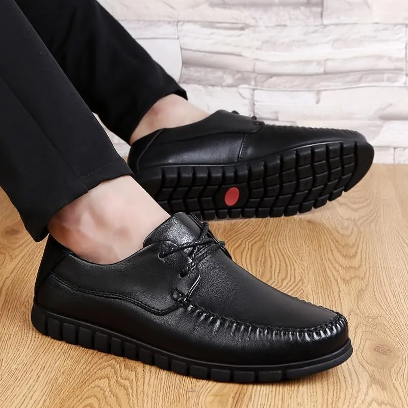 Men's Genuine Leather Oxford Shoes Retro Pointed Non-Slip Business Dress Shoes Formal Derby Shoes(Black,8.5)