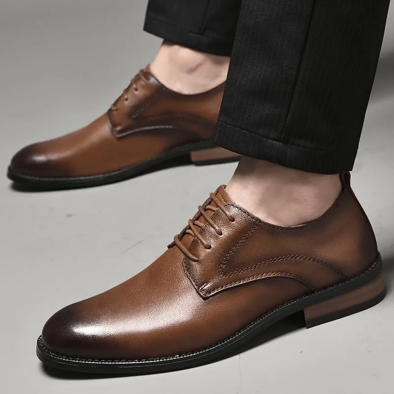 Men's Lace Up Dress Shoes Comfort Soft Men Oxford Shoes Leather Derby Shoes Business Casual Wear