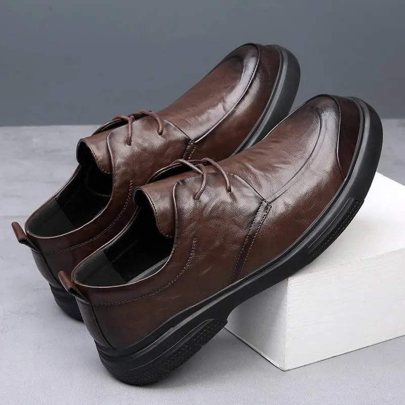 Men's Leather Oxford Shoes Mens Brogue Wingtip Retro Dress Shoes Fashion Classic Lace Up Low Derby Shoes for Men(Brown,7.5)