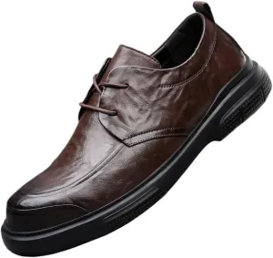 Men's Leather Oxford Shoes Mens Brogue Wingtip Retro Dress Shoes Fashion Classic Lace Up Low Derby Shoes for Men(Brown,7.5)