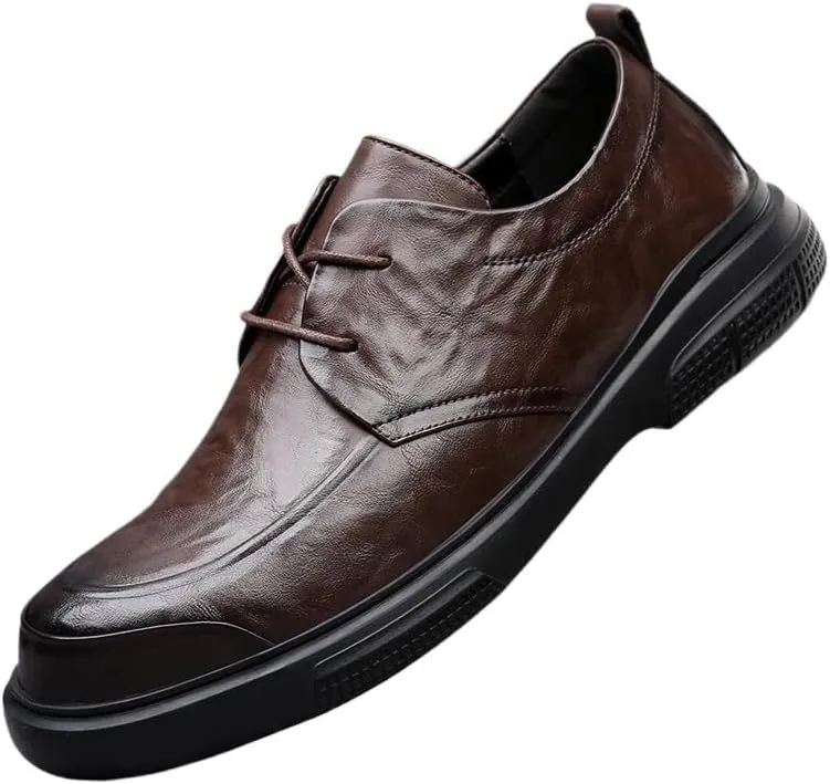 Men's Leather Oxford Shoes Mens Brogue Wingtip Retro Dress Shoes Fashion Classic Lace Up Low Derby Shoes for Men(Brown,7.5)