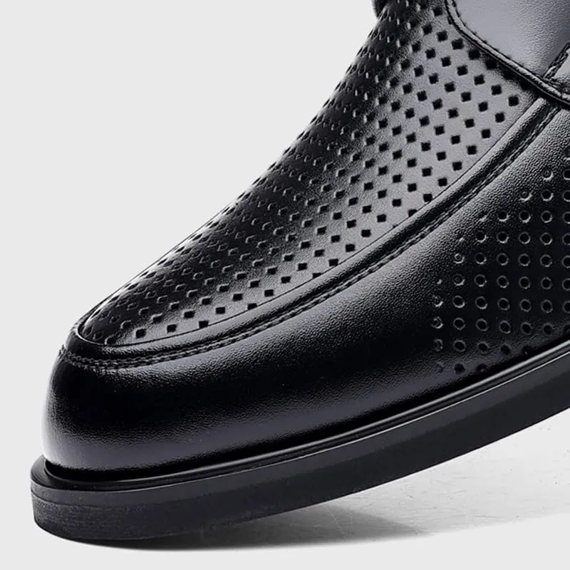 Men's Leather Oxfords Shoes Non-Slip Breathable Wingtip Brogue Shoes Lace Up Platform Tuxedo Dress Shoes(Black,6.5)