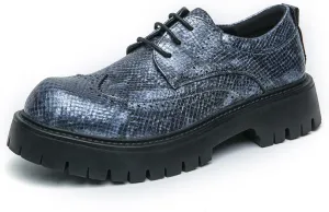 Men's Leather Platform Chunky Heel Wingtip Derby Dress Shoes Round Toe Lace-Up Non-Slip Lug Sole Comfort Heightening Oxfords for Business & Work Daily Wear