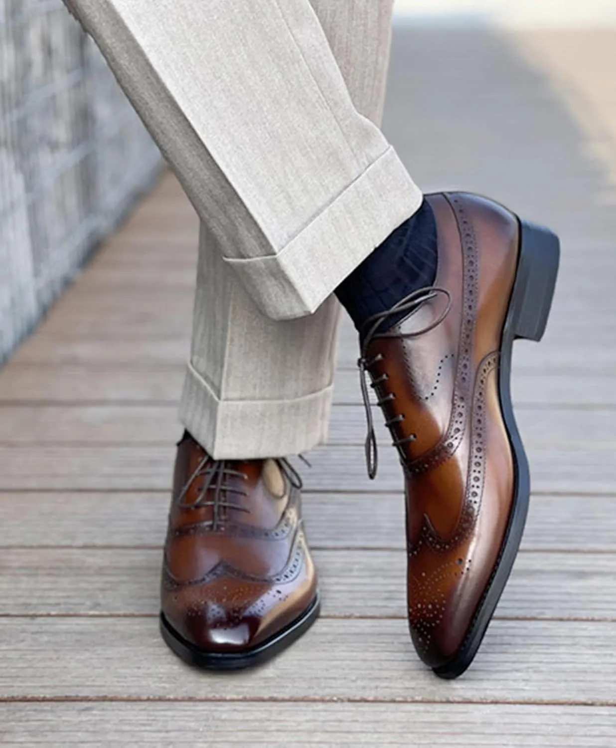 Mens Oxfords Dress Formal Shoes Genunie Leather Wingtips Brogues Oxford Fashion Business Casual Derby Modern Prom Wedding Suit Shoes Tuxedo Shoes for Men