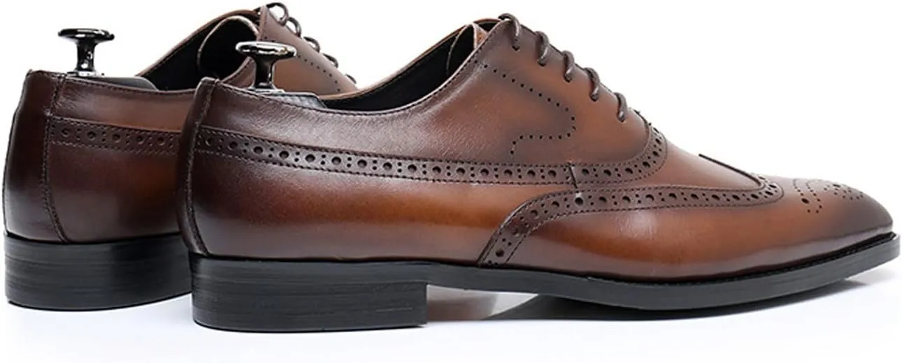 Mens Oxfords Dress Formal Shoes Genunie Leather Wingtips Brogues Oxford Fashion Business Casual Derby Modern Prom Wedding Suit Shoes Tuxedo Shoes for Men