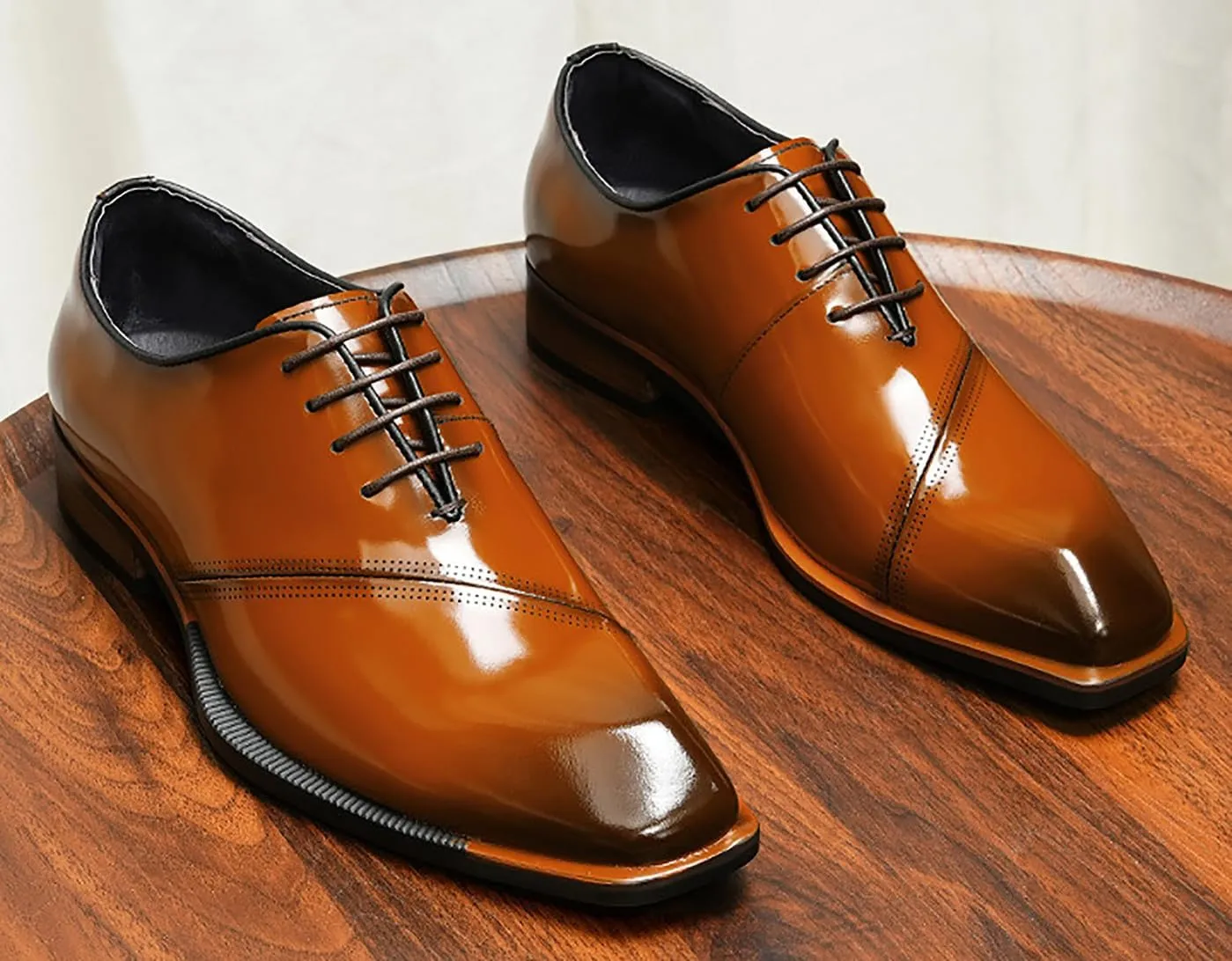 Men's Oxfords Formal Dress Patent Leather Derby Fashion Business Wedding Prom Tuxedo Casual Square Toe Oxford Walking Shoes for Men