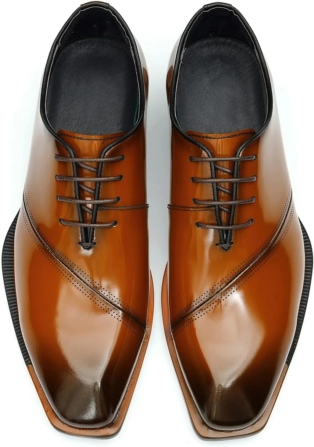 Men's Oxfords Formal Dress Patent Leather Derby Fashion Business Wedding Prom Tuxedo Casual Square Toe Oxford Walking Shoes for Men