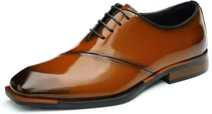 Men's Oxfords Formal Dress Patent Leather Derby Fashion Business Wedding Prom Tuxedo Casual Square Toe Oxford Walking Shoes for Men