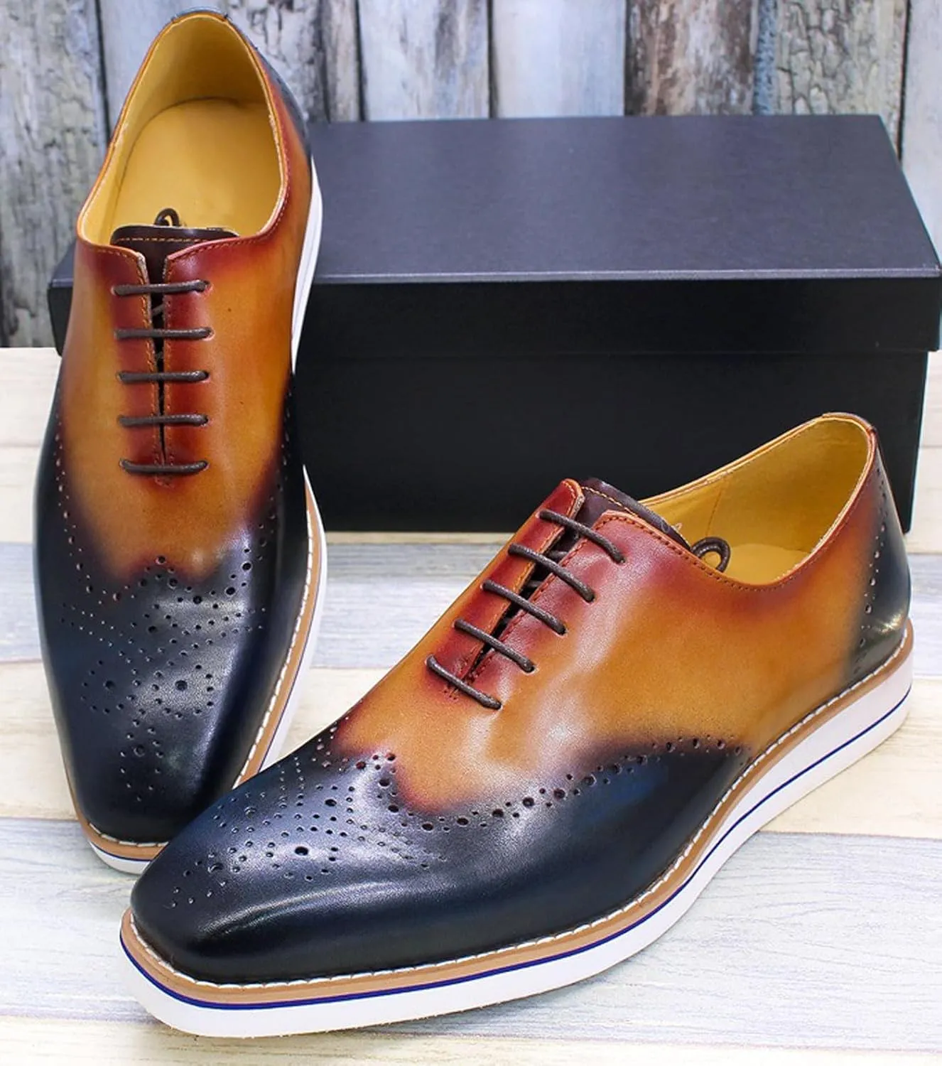 Mens Oxfords Formal Dress Suit Shoes Genunie Leather Plain Toe Brogues Modern Prom Derby Men's Prom Wedding Business Causal Fashion Comfortable Tuxedo Shoes for Men