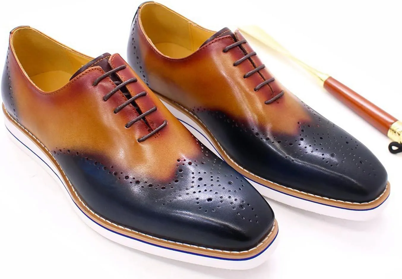 Mens Oxfords Formal Dress Suit Shoes Genunie Leather Plain Toe Brogues Modern Prom Derby Men's Prom Wedding Business Causal Fashion Comfortable Tuxedo Shoes for Men
