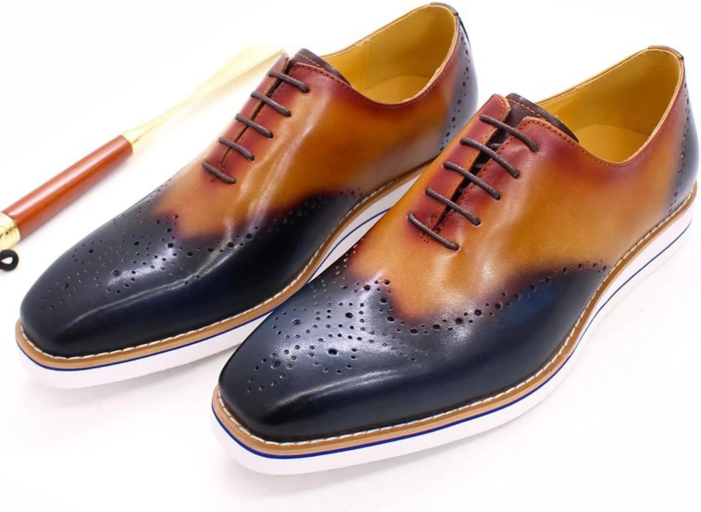 Mens Oxfords Formal Dress Suit Shoes Genunie Leather Plain Toe Brogues Modern Prom Derby Men's Prom Wedding Business Causal Fashion Comfortable Tuxedo Shoes for Men