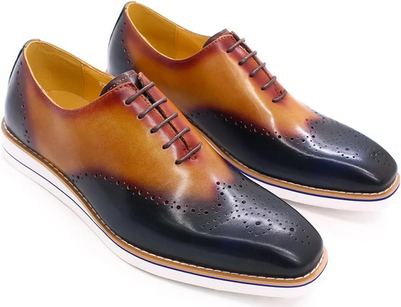 Mens Oxfords Formal Dress Suit Shoes Genunie Leather Plain Toe Brogues Modern Prom Derby Men's Prom Wedding Business Causal Fashion Comfortable Tuxedo Shoes for Men