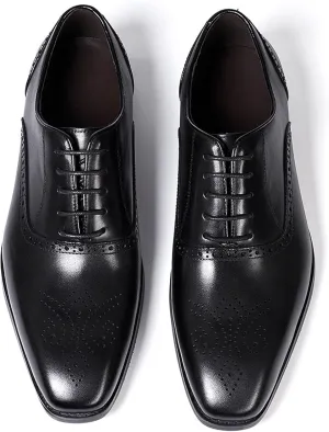 Men's Oxfords Formal Dress Suit Shoes Mens Genunie Leather Wingtip Brogues Modern Derby Fashion Prom Wedding Business Causal Comfortable Tuxedo Shoes for Men