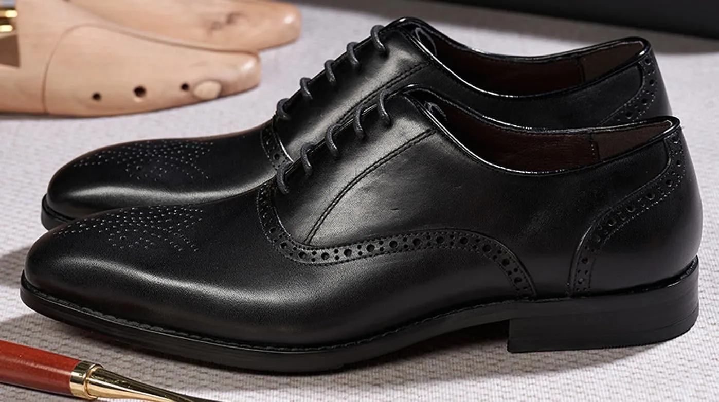 Men's Oxfords Formal Dress Suit Shoes Mens Genunie Leather Wingtip Brogues Modern Derby Fashion Prom Wedding Business Causal Comfortable Tuxedo Shoes for Men
