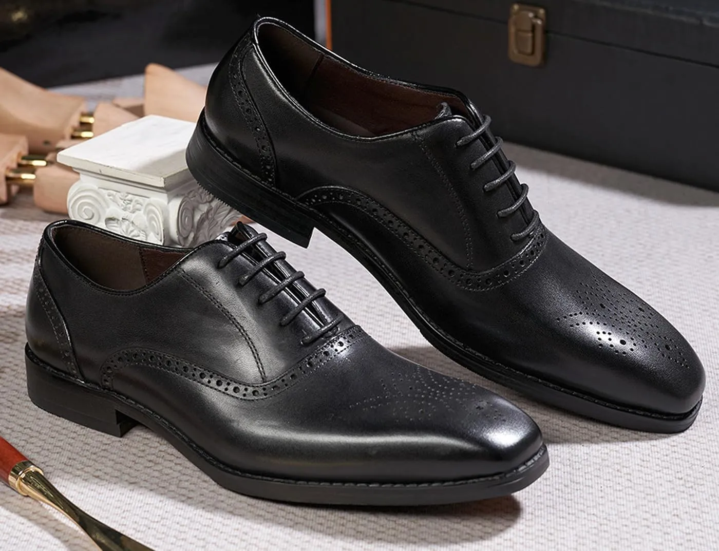 Men's Oxfords Formal Dress Suit Shoes Mens Genunie Leather Wingtip Brogues Modern Derby Fashion Prom Wedding Business Causal Comfortable Tuxedo Shoes for Men