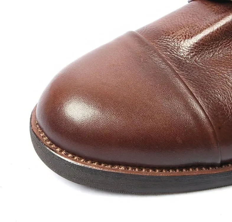 Men's Retro Dress Shoes Polished Craft Leather Upper Men's Lace-ups Rubber Soft Sole Round Toe Fashion Shoes Stable Grippy Breathable Lining Shoes