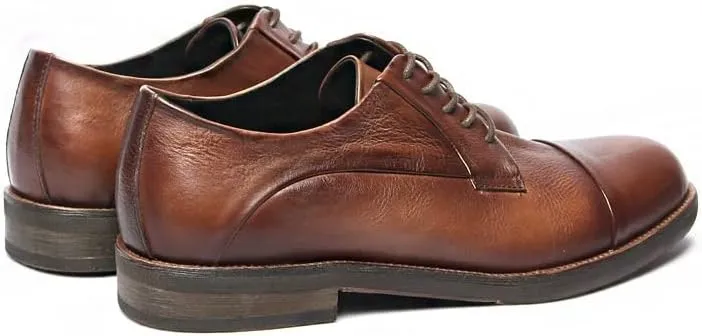 Men's Retro Dress Shoes Polished Craft Leather Upper Men's Lace-ups Rubber Soft Sole Round Toe Fashion Shoes Stable Grippy Breathable Lining Shoes