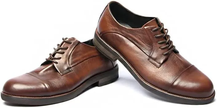 Men's Retro Dress Shoes Polished Craft Leather Upper Men's Lace-ups Rubber Soft Sole Round Toe Fashion Shoes Stable Grippy Breathable Lining Shoes
