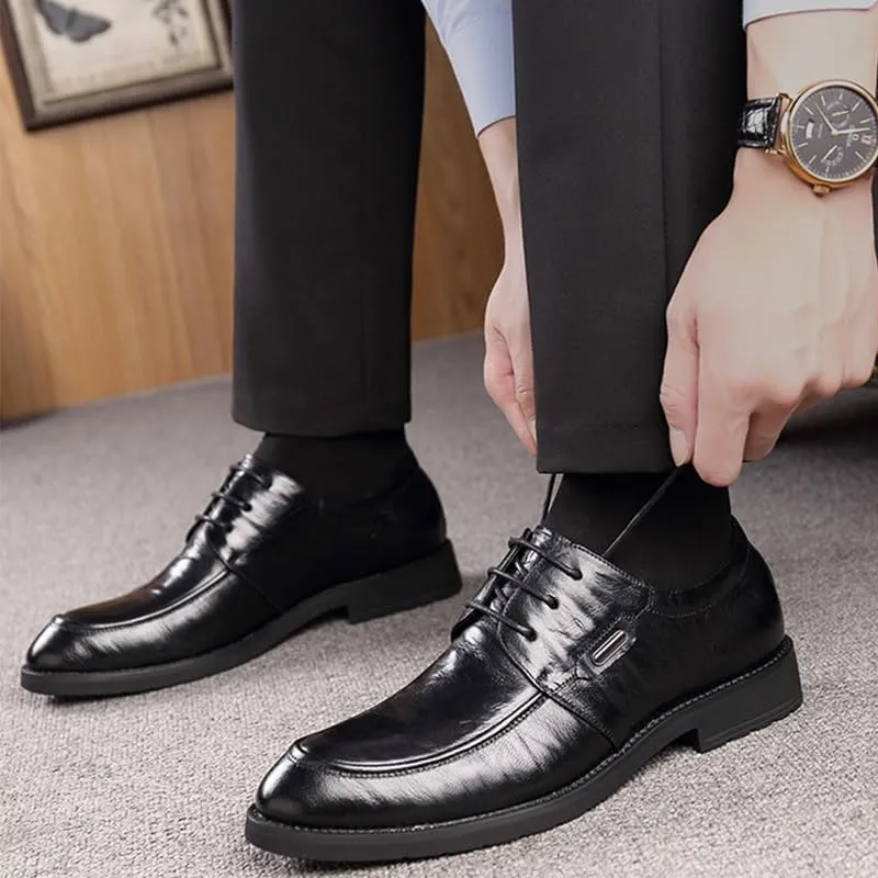 Men's Shiny Patent Leather Dress Shoes Mens Dressy Suit Tuxedo Metal Shoelaces Weeding Prom Derby Shoes Height Increasing Non-Slip Softsole Walking Oxford Shoes