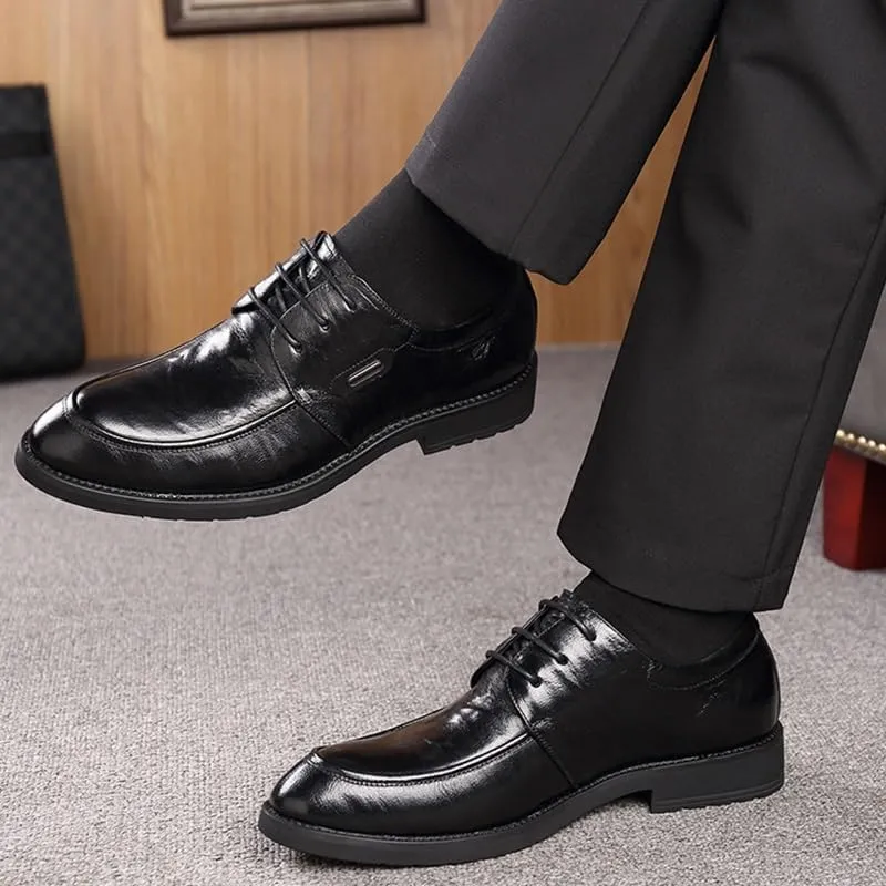 Men's Shiny Patent Leather Dress Shoes Mens Dressy Suit Tuxedo Metal Shoelaces Weeding Prom Derby Shoes Height Increasing Non-Slip Softsole Walking Oxford Shoes