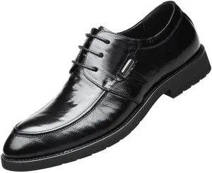 Men's Shiny Patent Leather Dress Shoes Mens Dressy Suit Tuxedo Metal Shoelaces Weeding Prom Derby Shoes Height Increasing Non-Slip Softsole Walking Oxford Shoes