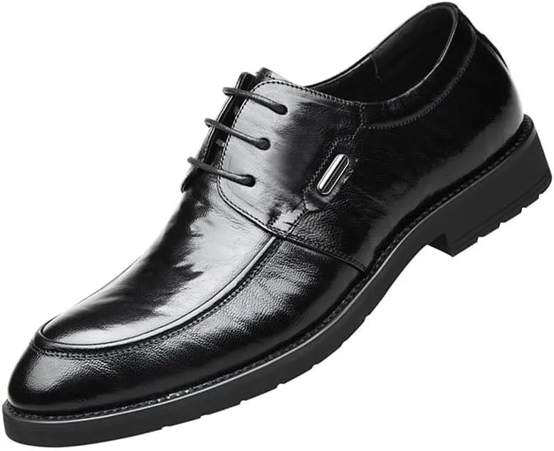 Men's Shiny Patent Leather Dress Shoes Mens Dressy Suit Tuxedo Metal Shoelaces Weeding Prom Derby Shoes Height Increasing Non-Slip Softsole Walking Oxford Shoes