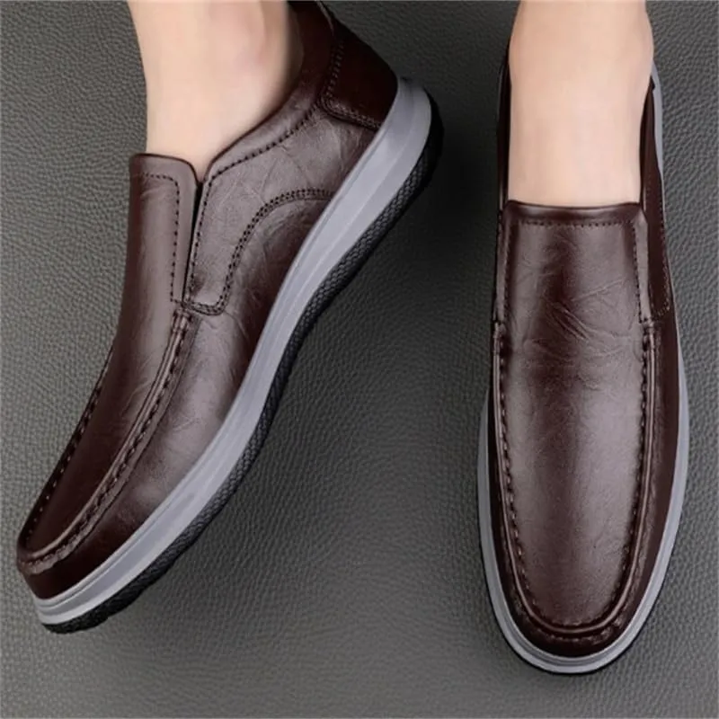 Men's Slip-on Shoes Soft-Soled Round-Toe Casual Shoes Height-Increasing wear-Resistant Low-top Breathable Shock-Absorbing Shoes for Men(White-Patch Five-Pointed star4,6.5)
