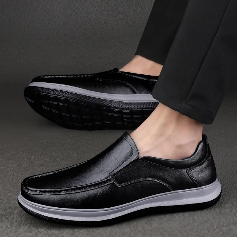 Men's Slip-on Shoes Soft-Soled Round-Toe Casual Shoes Height-Increasing wear-Resistant Low-top Breathable Shock-Absorbing Shoes for Men(White-Patch Five-Pointed star4,6.5)