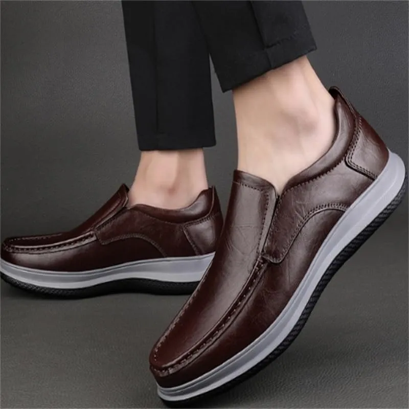 Men's Slip-on Shoes Soft-Soled Round-Toe Casual Shoes Height-Increasing wear-Resistant Low-top Breathable Shock-Absorbing Shoes for Men(White-Patch Five-Pointed star4,6.5)