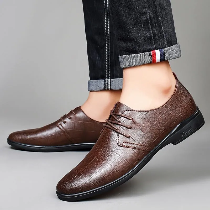Men's Soft Leather Hand Stitching Comfort Business Oxford Shoes Mens Classic Pointed Toe Casual Slip-On Tuxedo Derby Shoes Bridegroom Dress Shoes