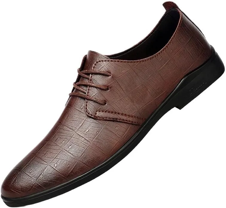 Men's Soft Leather Hand Stitching Comfort Business Oxford Shoes Mens Classic Pointed Toe Casual Slip-On Tuxedo Derby Shoes Bridegroom Dress Shoes
