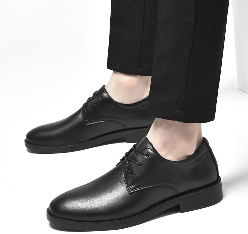 Men's Waterproof Business Oxford Shoes - Non-Slip Pointed Toe Derby Dress Shoes for Formal Occasions