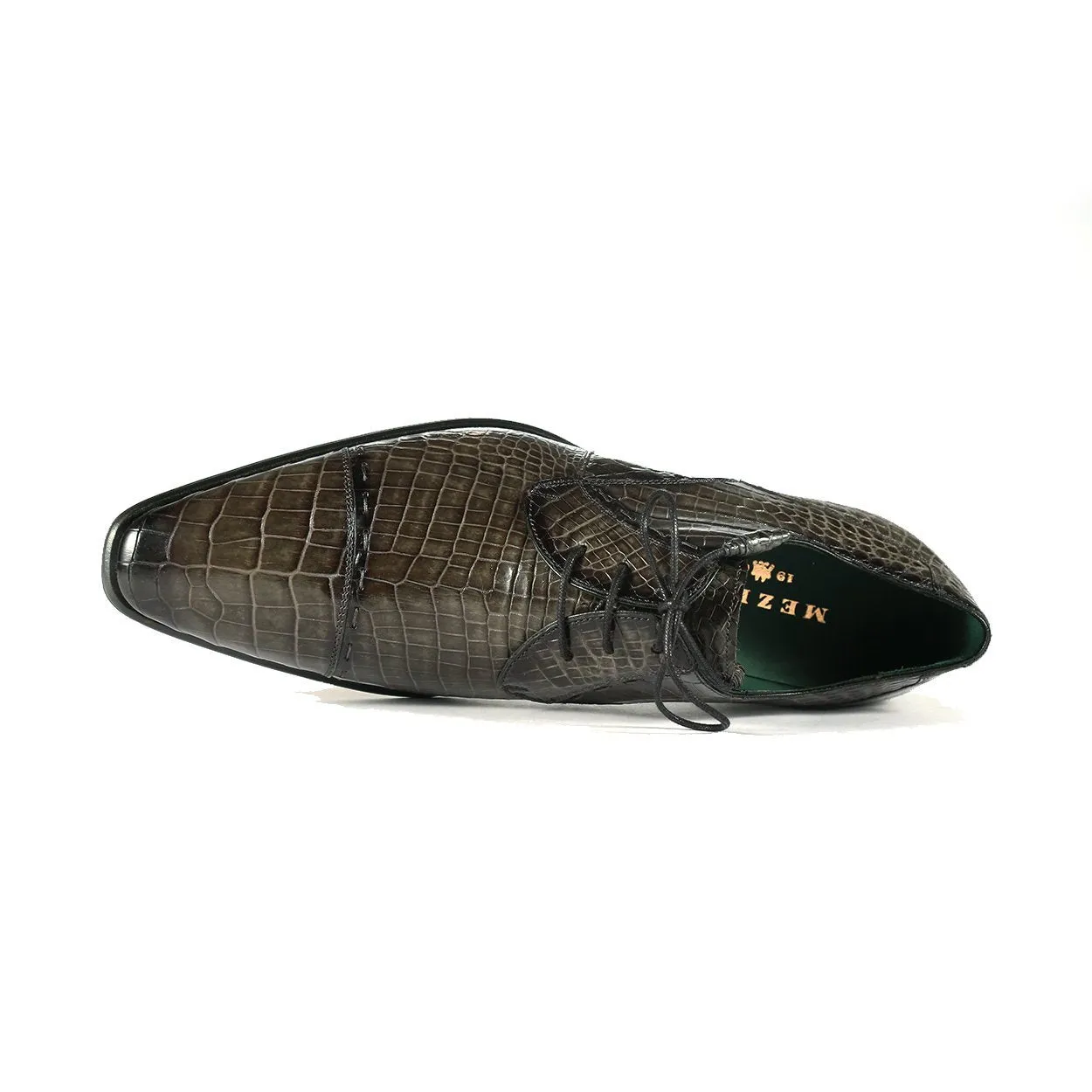 Mezlan 4818-J Men's Shoes Gray Exotic Alligator Skin Cap-Toe Derby (MZS3390)