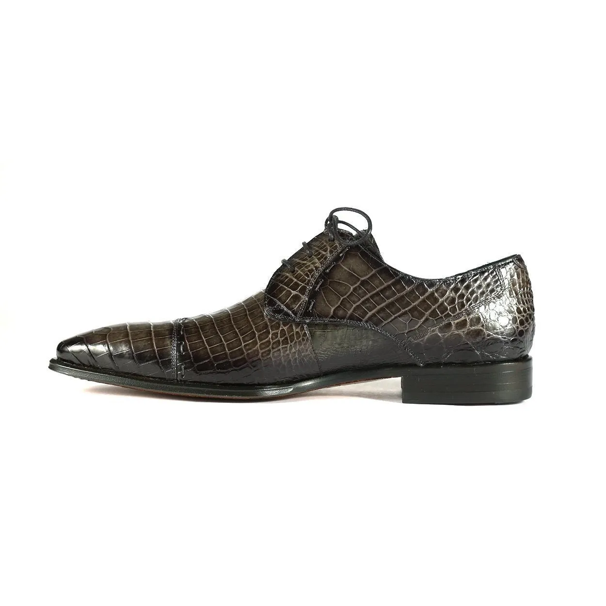 Mezlan 4818-J Men's Shoes Gray Exotic Alligator Skin Cap-Toe Derby (MZS3390)