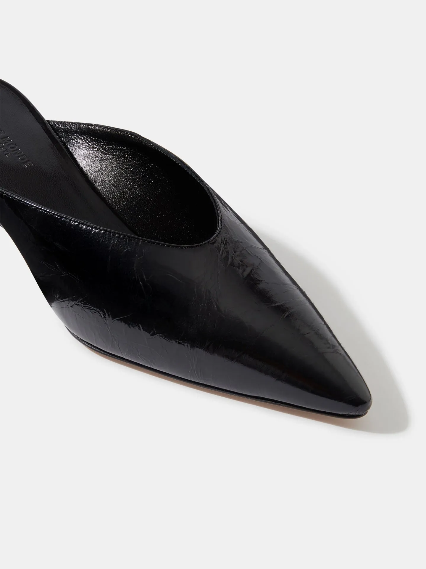 Micro Wedge Mule / Black Naplack Leather