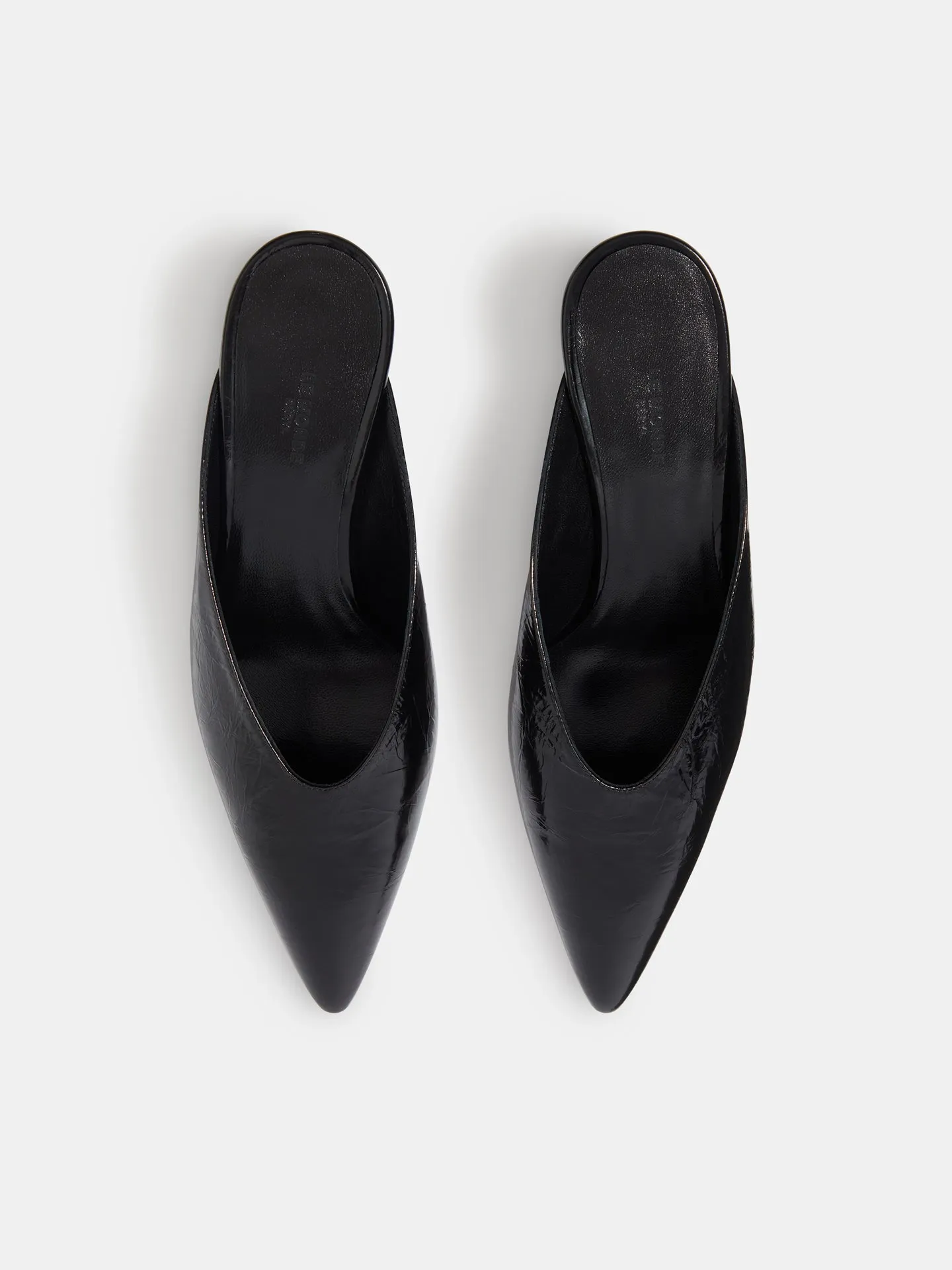 Micro Wedge Mule / Black Naplack Leather