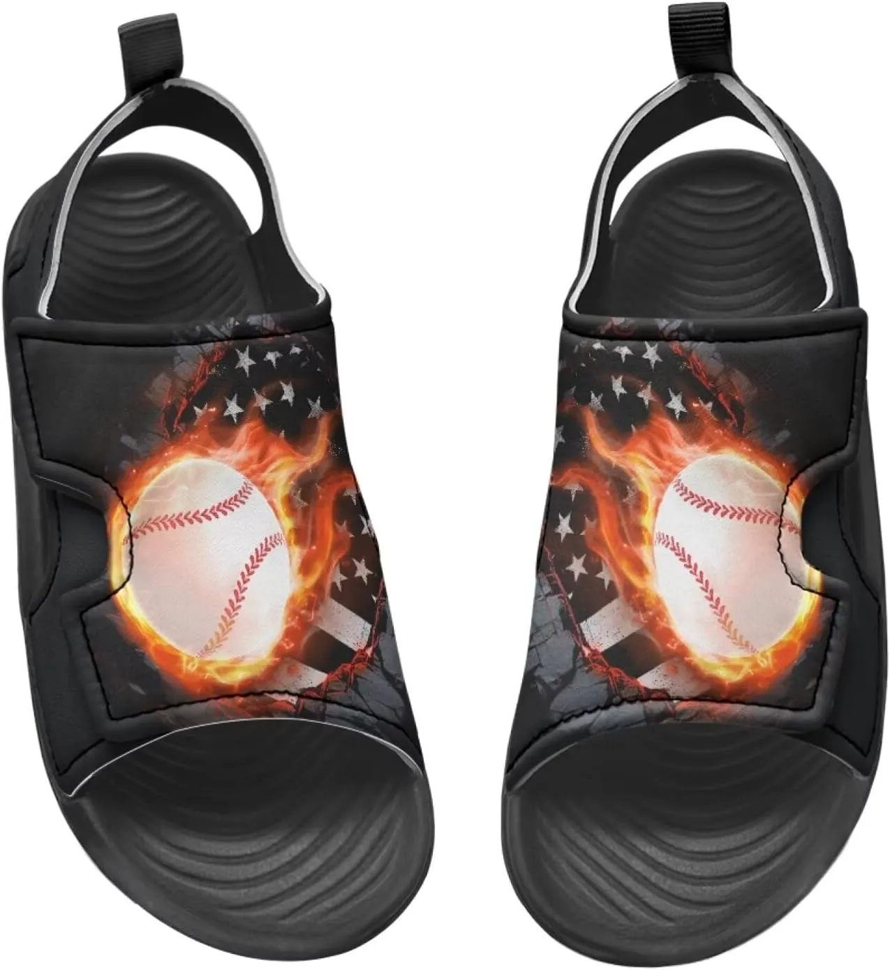 Novelty Balls Design Kids Sandals Toddler Summer Sandal Slide with Adjustable Hook and Loop Strap Sport Shoes