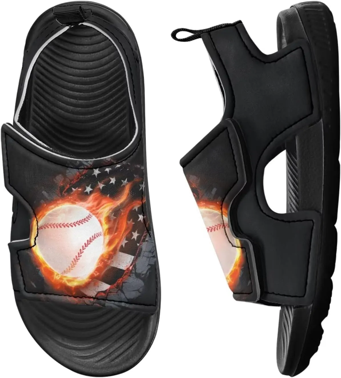 Novelty Balls Design Kids Sandals Toddler Summer Sandal Slide with Adjustable Hook and Loop Strap Sport Shoes