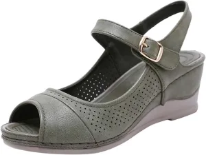 oiangi Women Sandals 2023 Summer Fashion Fish Mouth Open Toe Wedge Sandal Comfortable Ankle Straps Buckle Platform Sandalias Breathable Mesh Beach Shoes